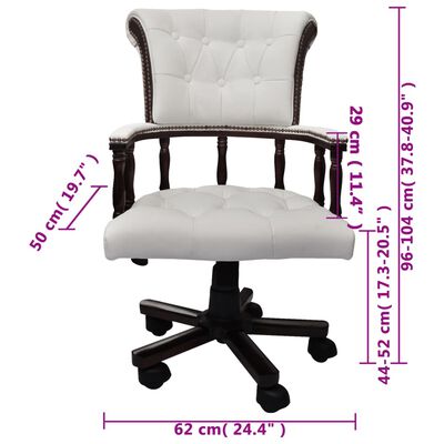 vidaXL Obrotowe krzesło biurowe, białe