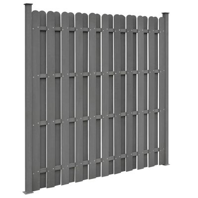 vidaXL Panel ogrodzeniowy z 2 słupkami, WPC, 180x180 cm, szary
