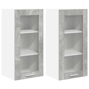 vidaXL Szafka wisząca z drzwiami 2 pcs Betonowy szary 40 x 31 x 80 cm