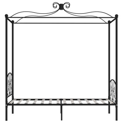 vidaXL Rama łóżka z baldachimem, czarna, metalowa, 100 x 200 cm