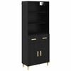 vidaXL Highboard Czarny Dąb 69,5 x 32,5 x 180 cm Drewno inżynieryjne