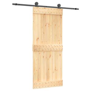 vidaXL Drzwi przesuwne 85 x 210 cm Lite Drewno Sosnowe (Nieobrobione)