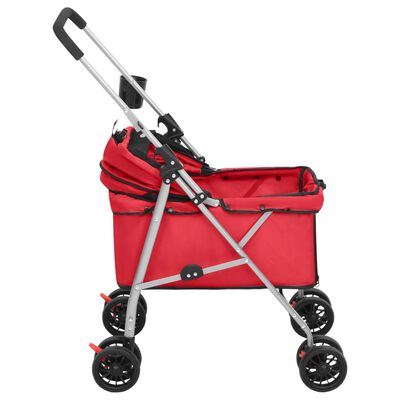 vidaXL Składany wózek dla psa, czerwony, 76x50x100 cm, tkanina Oxford
