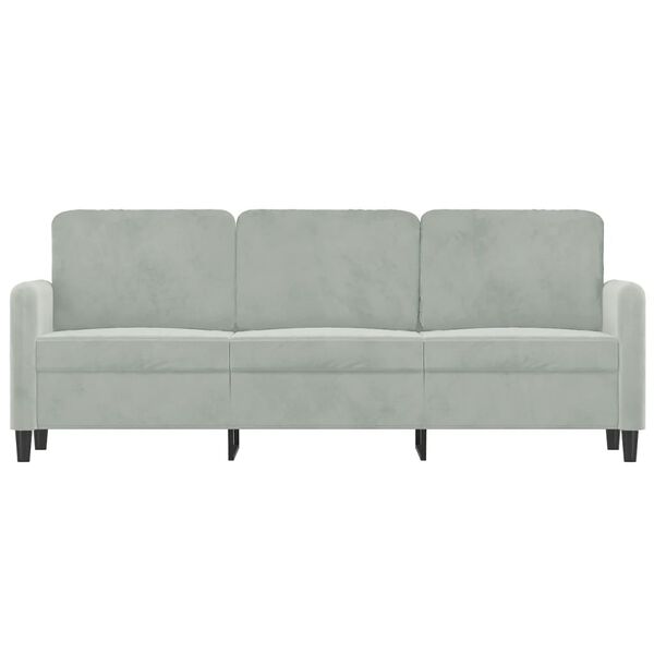vidaXL Sofa 3-osobowa, jasnoszara, 180 cm, tapicerowana aksamitem