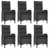 vidaXL 7-cz. zestaw mebli ogrodowych z poduszkami, czarny, polirattan