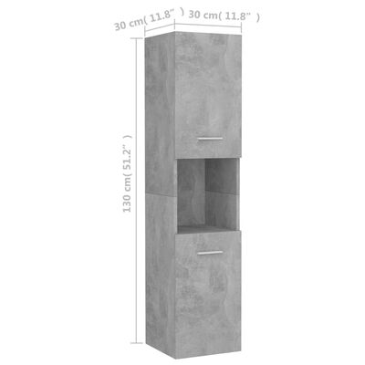 vidaXL Szafka łazienkowa, szarość betonu, 30x30x130 cm, płyta wiórowa