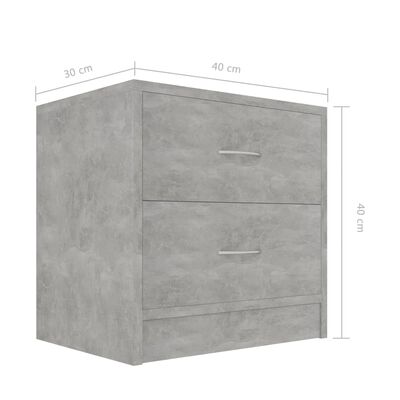 vidaXL Szafka nocna, szarość betonu, 40x30x40 cm