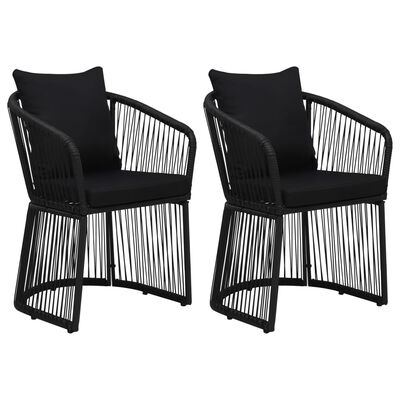 vidaXL Krzesła ogrodowe z poduszkami, 2 szt., rattan PVC, czarne