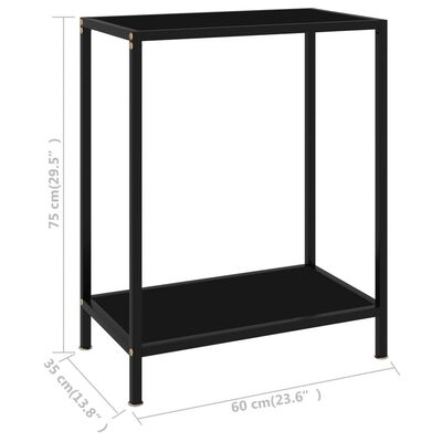 vidaXL Stolik konsolowy, czarny, 60x35x75 cm, szkło hartowane