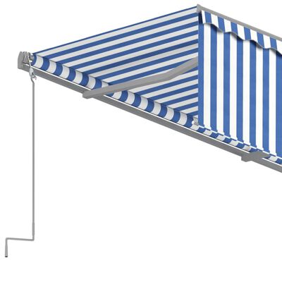 vidaXL Ręcznie zwijana markiza z zasłoną, 4,5x3 m, niebiesko-biała