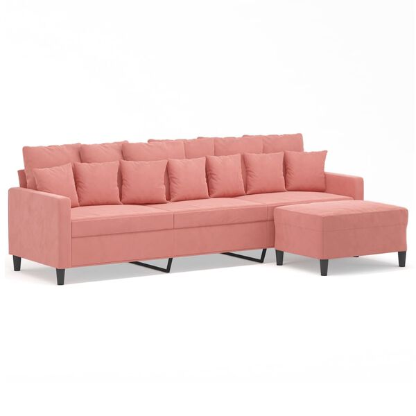 vidaXL 3-osobowa sofa z podn&oacute;żkiem, r&oacute;żowy, 210 cm, aksamit