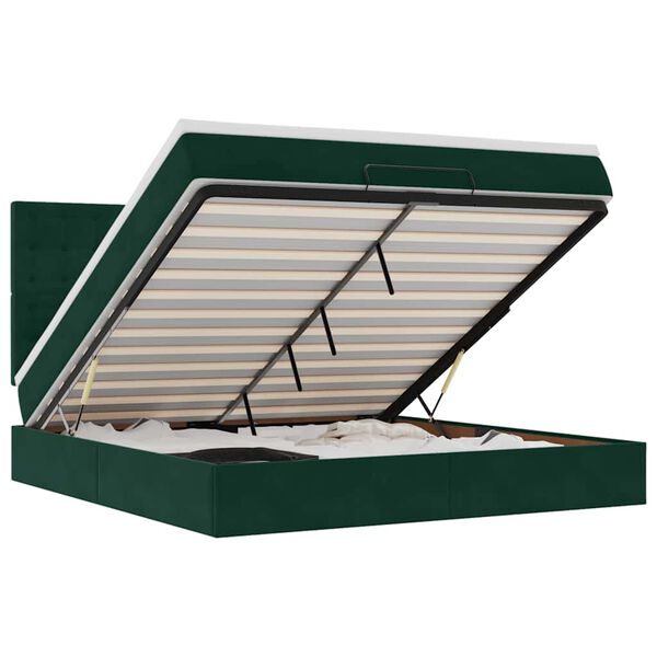 vidaXL Rama ł&oacute;żka otomana z materacami, zielona, 160x200cm, aksamit