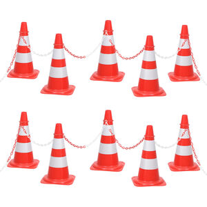 vidaXL Pachołki z łańcuchem 10 m, czerwono-białe