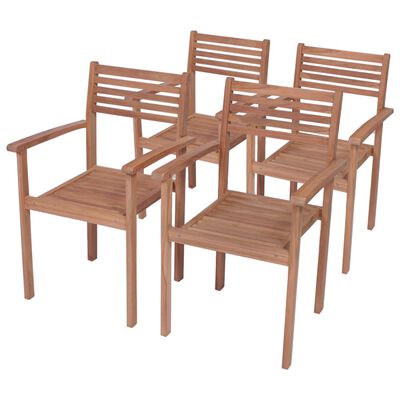 vidaXL Krzesła ogrodowe, 4 szt., czarne poduszki, drewno tekowe