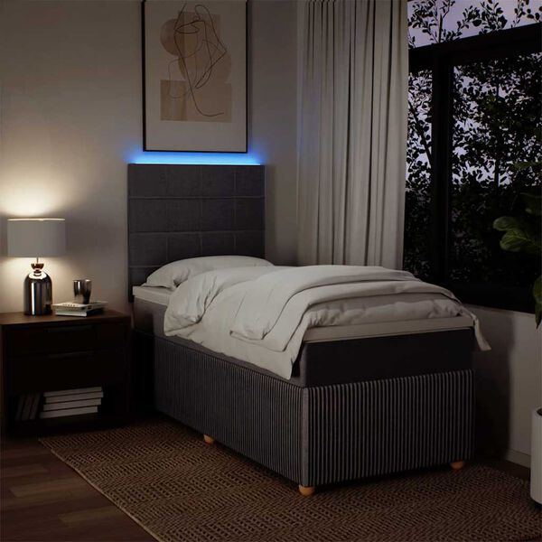 vidaXL Ł&oacute;żko kontynentalne z materacem, taupe, tkanina, 90x200 cm