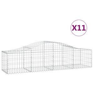 vidaXL Kosze gabionowe, 11 szt, 200x50x40/60 cm, galwanizowane żelazo