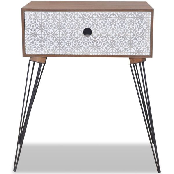 vidaXL Prostokątna szafka nocna z szufladą, brązowa