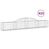 vidaXL Kosze gabionowe, 15 szt., 300x30x40/60 cm, galwanizowane żelazo