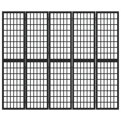 vidaXL Składany parawan 5-panelowy, styl japoński, 200x170 cm, czarny