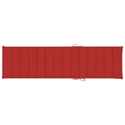 vidaXL Leżaki z czerwonymi poduszkami, 2 szt., lite drewno tekowe