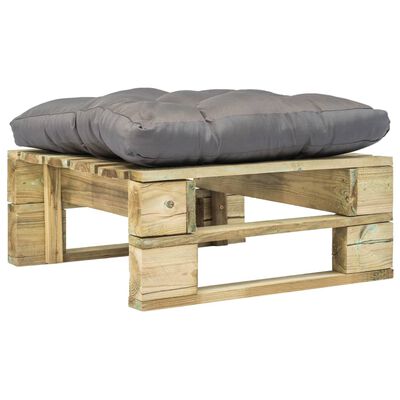 vidaXL Ogrodowy stołek z palet z szarą poduszką, drewno