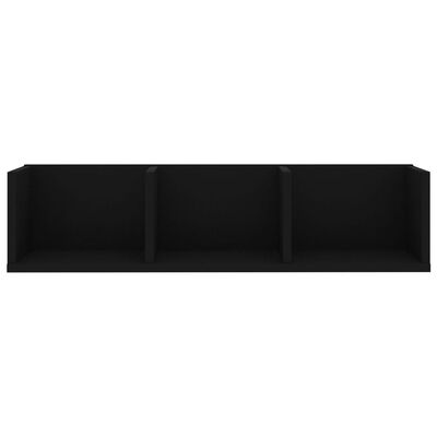 vidaXL Półka na płyty CD, czarna, 75x18x18 cm, materiał drewnopochodny