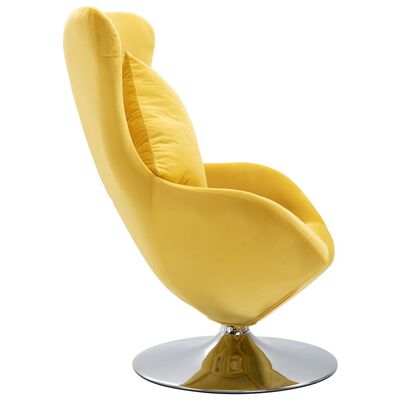 vidaXL Fotel obrotowy z poduszką, żółty, aksamitny