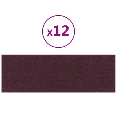vidaXL Panele ścienne, 12 szt., fioletowe, 90x30 cm, tkanina, 3,24 m²