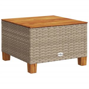 vidaXL Stolik ogrodowy, beż, 55x55x36 cm, rattan PE i drewno akacjowe