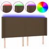 vidaXL Zagł&oacute;wek do ł&oacute;żka z LED ciemnobrązowy 183x16x118/128 cm tkanina