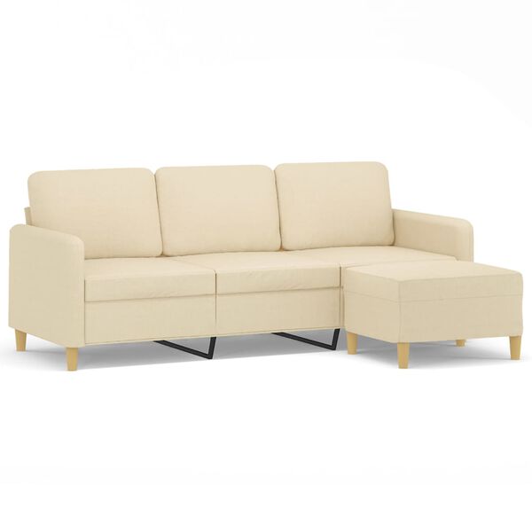 vidaXL Sofa 3-osobowa, kremowa, 180 cm, tapicerowana tkaniną