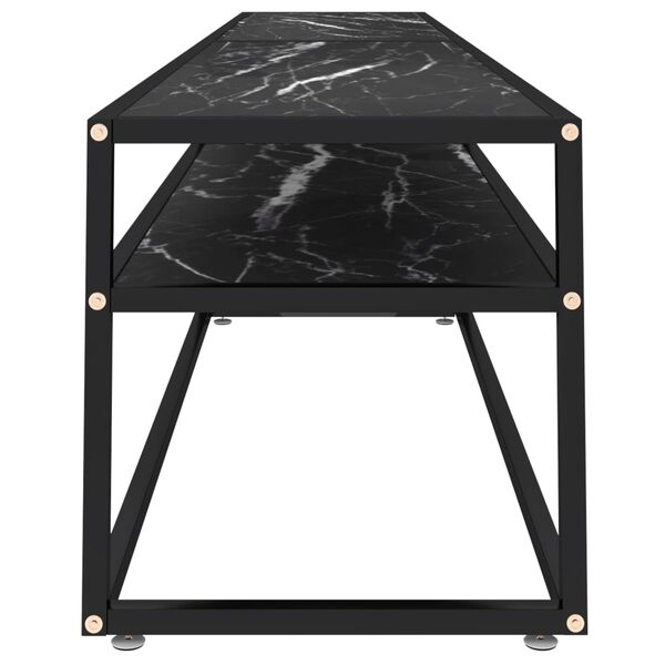 vidaXL Szafka pod TV, czarny marmur, 220x40x40,5 cm, szkło hartowane
