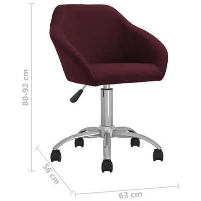 vidaXL Obrotowe krzesło biurowe, fioletowe, tapicerowane tkaniną