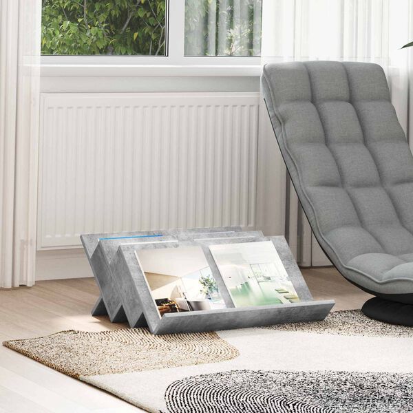 vidaXL Regał na gazety z p&oacute;łką Szary beton 65 x 53 x 28,5 cm