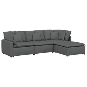 vidaXL Sofa modułowa z podn&oacute;żkiem i poduszkami Tkanina Ciemnoszara