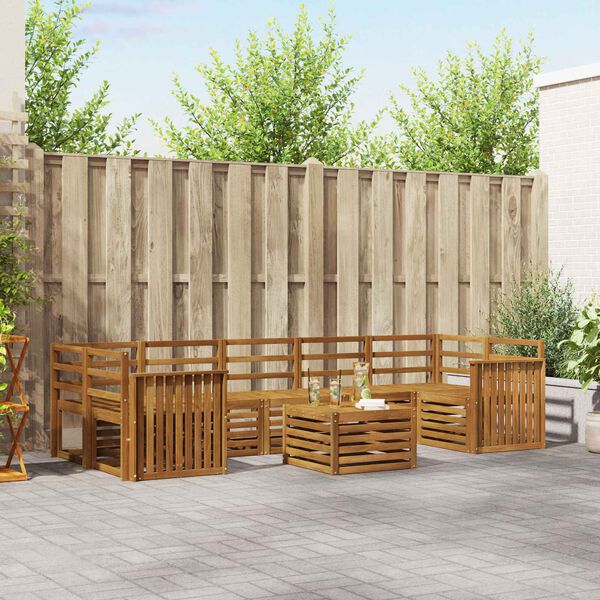 vidaXL Zestawy sof 8 pcs Naturalny Lite Drewno Akacji