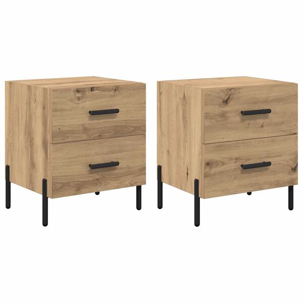vidaXL Szafka Nocna 2 pcs Dąb rzemieślniczy 40 x 35 x 47,5 cm