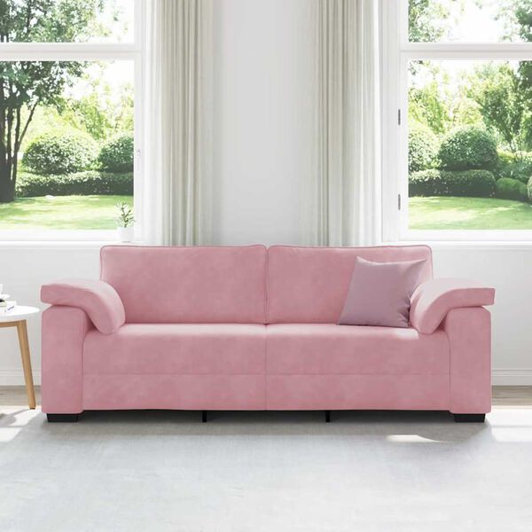 vidaXL Sofa 3-osobowa, r&oacute;żowa, 220x77x82 cm, aksamit