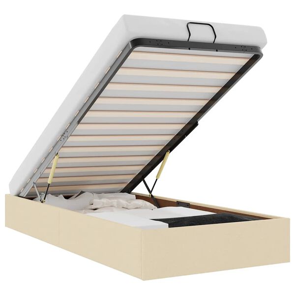 vidaXL Rama ł&oacute;żka otomana bez materaca, kremowa, 80x200 cm, tkanina