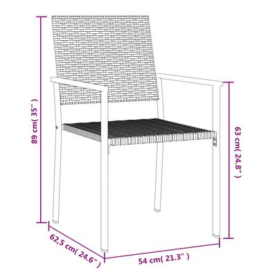 vidaXL Krzesła ogrodowe, 4 szt., czarne, 54x62,5x89 cm, polirattan