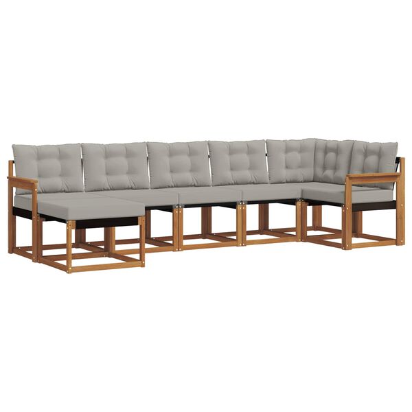vidaXL Zestaw sof na zewnątrz z poduszką 7 pcs Naturalny i Jasny Szary