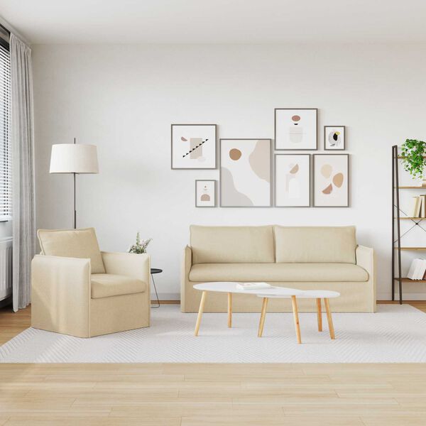 vidaXL Sofa 2 pcs Kremowy 196 x 82 x 85 cm tkanina