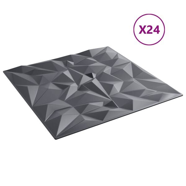 vidaXL Panele ścienne 24 pcs Ametyst szary 50 x 50 cm Pianka XPS