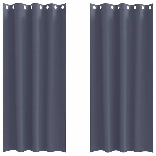 vidaXL Firany blackout z k&oacute;łkami 2 pcs Antracyt 225 x 140 cm Poliester