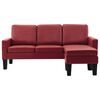 vidaXL 3-osobowa sofa z podnóżkiem, winna czerwień, sztuczna skóra