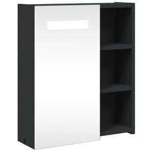 vidaXL Szafka łazienkowa z lustrem i LED, czarna, 45x13x52 cm