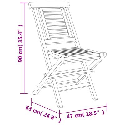 vidaXL Składane krzesła ogrodowe, 4 szt., 47x63x90 cm, drewno tekowe