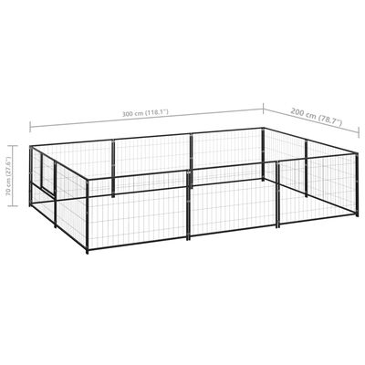 vidaXL Kojec dla psa, czarny, 6 m², stalowy