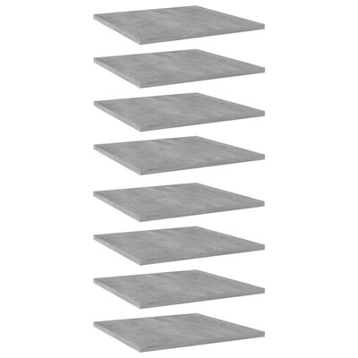 vidaXL Półki na książki, 8 szt., szarość betonu, 40x40x1,5 cm, płyta