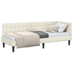 vidaXL Rama ł&oacute;żka narożnego Kremowy 80 cm x 200 cm Aksamit